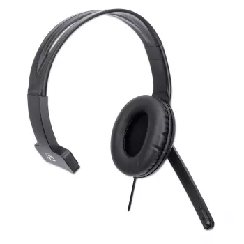 Manhattan mono over-ear-headset (USB), microfoonarm (gevoerd), detailhandelsverpakking, verstelbare hoofdband, kabelafstandsbediening, oorkussens, USB-A voor geluid en microfoon, kabel 1,5 m, drie jaar garantie