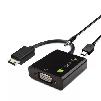 Techly converter HDMI Mini C naar VGA IDATA HDMI-VGA4, VGA (D-Sub), HDMI Type C (Mini), stekker, bus, 1920 x 1080 pixels, 1080p, 720p, 480p