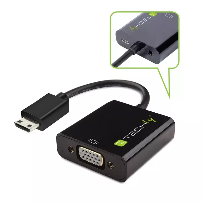 Techly IDATA HDMI-VGA4 adapter van Mini HDMI (Type C) naar VGA, male/female