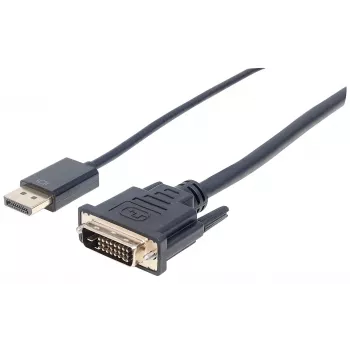 Manhattan DisplayPort 1.2a naar DVI-D 24+1 kabel, 1080p@60Hz, 3 m, stekker naar stekker, passief, compatibel met DVI-D, zwart, drie jaar garantie, voldoet aan DP2DVIMM10.