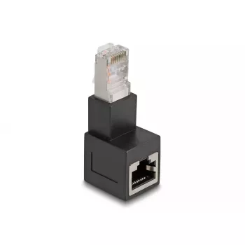 DeLOCK RJ45-stekker naar RJ45-bus adapter Cat.6A 90° naar beneden afgehoekt