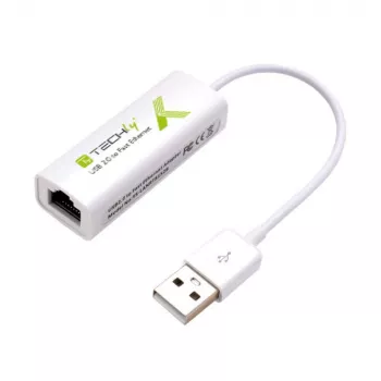 Techly USB2.0 naar Fast Ethernet 10/100 Mbit/s converter, bekabeld, USB, Ethernet, 100 Mbit/s, wit