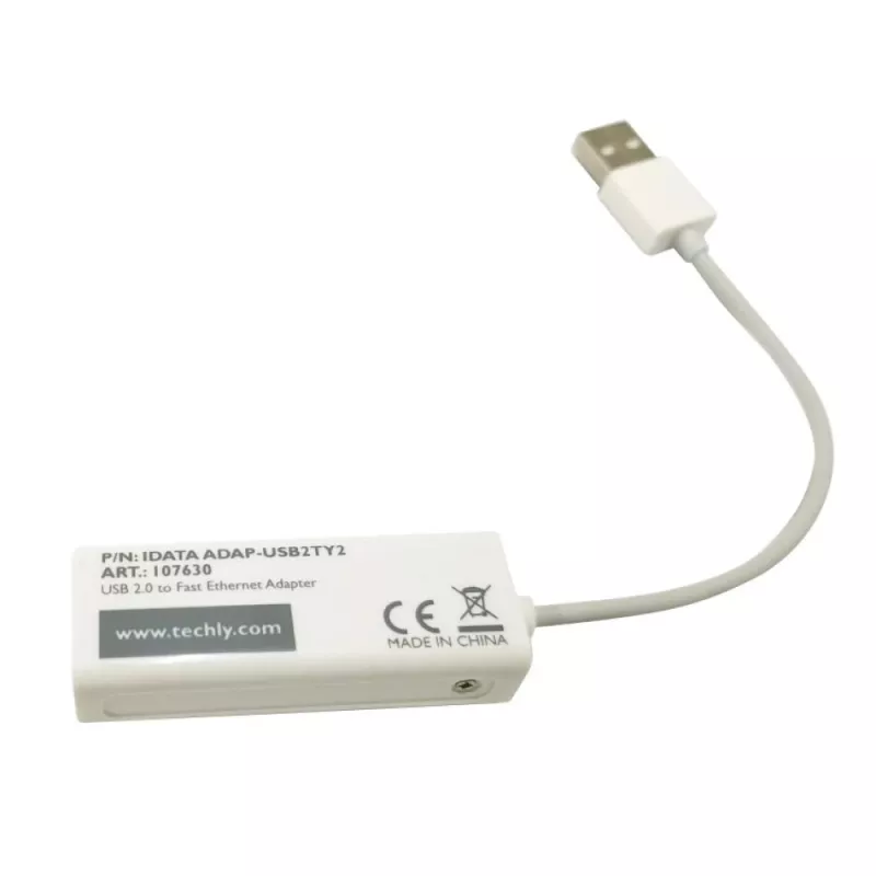 Techly USB2.0 naar Fast Ethernet 10/100 Mbit/s converter, bekabeld, USB, Ethernet, 100 Mbit/s, wit