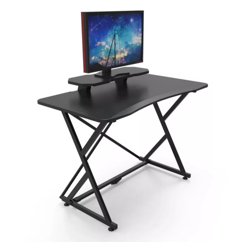 Techly gamingbureau voor pc met afgeschuinde ergonomische rand zwart