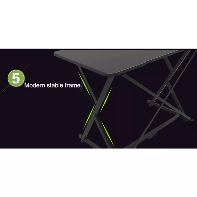Techly gamingbureau voor pc met afgeschuinde ergonomische rand zwart