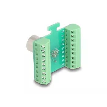 DeLOCK M12 transfermodule-adapter, 17-polig, A-gecodeerd, bus naar 18-polige aansluitklem