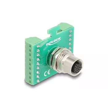 DeLOCK M12 transfermodule-adapter, 17-polig, A-gecodeerd, bus naar 18-polige aansluitklem