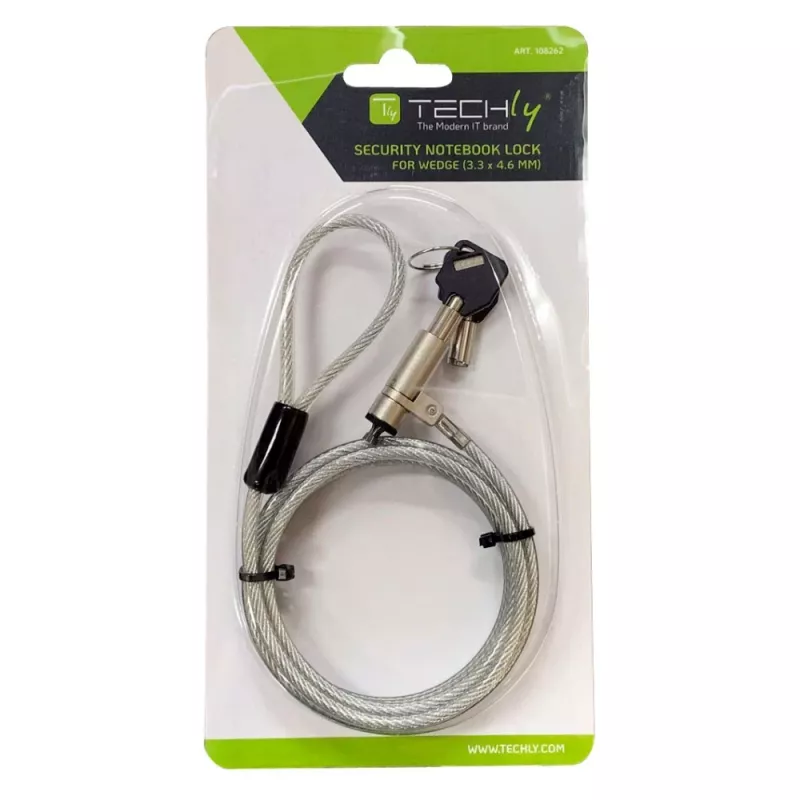 Techly Wedge-Lock beveiligingssysteem slot voor notebookkabel 1,8 m