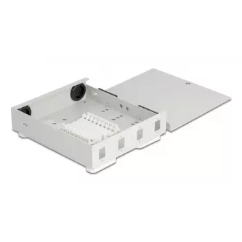 DELOCK Glasvezel-wandbehuizing 4× SC simplex of LC duplex adapter, metalen behuizing, grijs