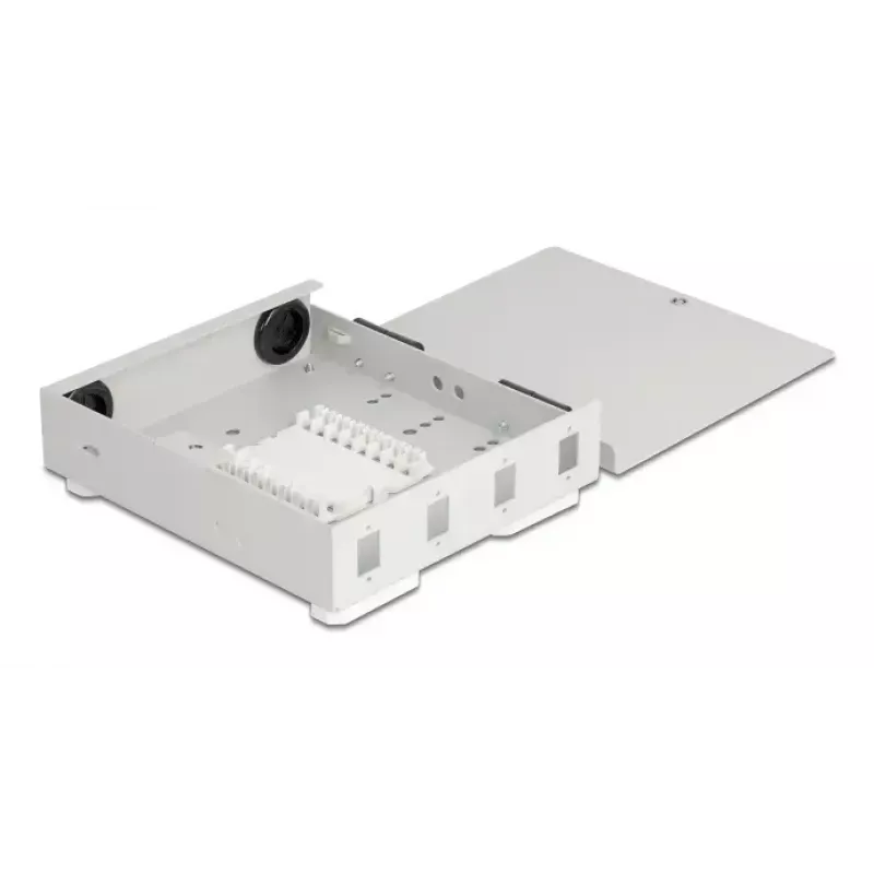 DELOCK Glasvezel-wandbehuizing 4× SC simplex of LC duplex adapter, metalen behuizing, grijs