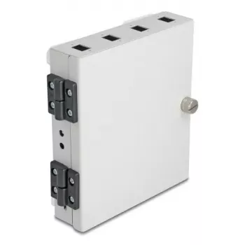 DELOCK Glasvezel-wandbehuizing 4× SC simplex of LC duplex adapter, metalen behuizing, grijs