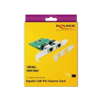 DeLOCK 89999 PCI Express x1 Dual Gigabit LAN-kaart, 2x RJ45, RTL8111