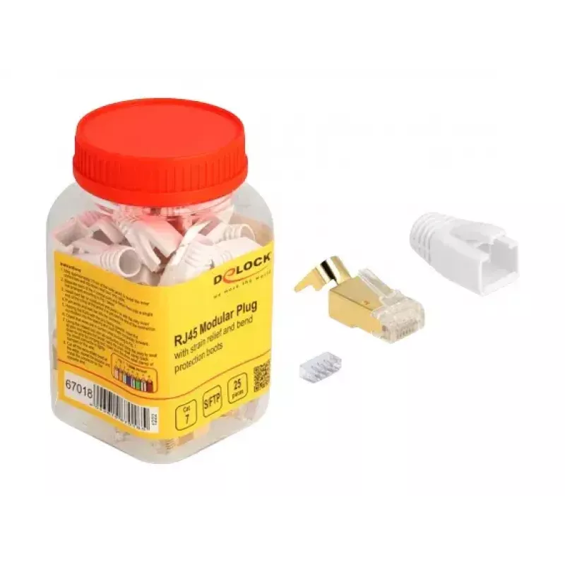 DeLOCK netwerkkabel RJ45 modulaire stekker 25 stuks set Cat.7 goud wit