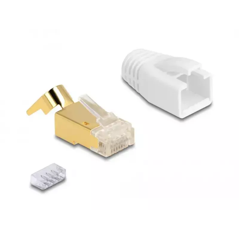 DeLOCK netwerkkabel RJ45 modulaire stekker 25 stuks set Cat.7 goud wit