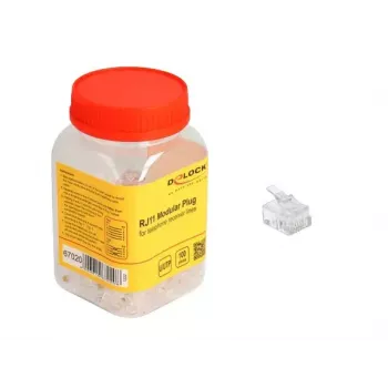 DeLOCK RJ11 modulaire stekker 100 stuks transparant polycarbonaat