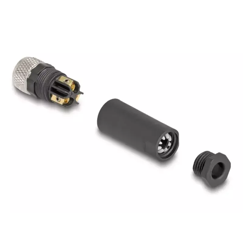 DeLOCK M8-connector A-gecodeerd 3-polig bus schroefaansluiting