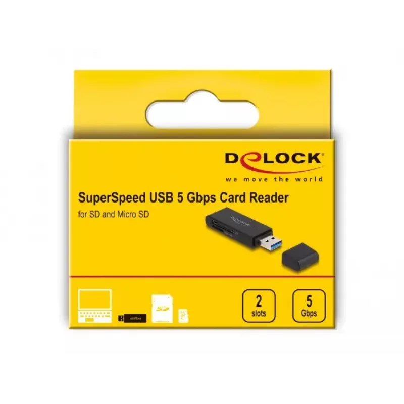 Kaartlezer DeLOCK 91002 USB zwart MicroSD SD SDHC SDXC 5000 Mbit/s