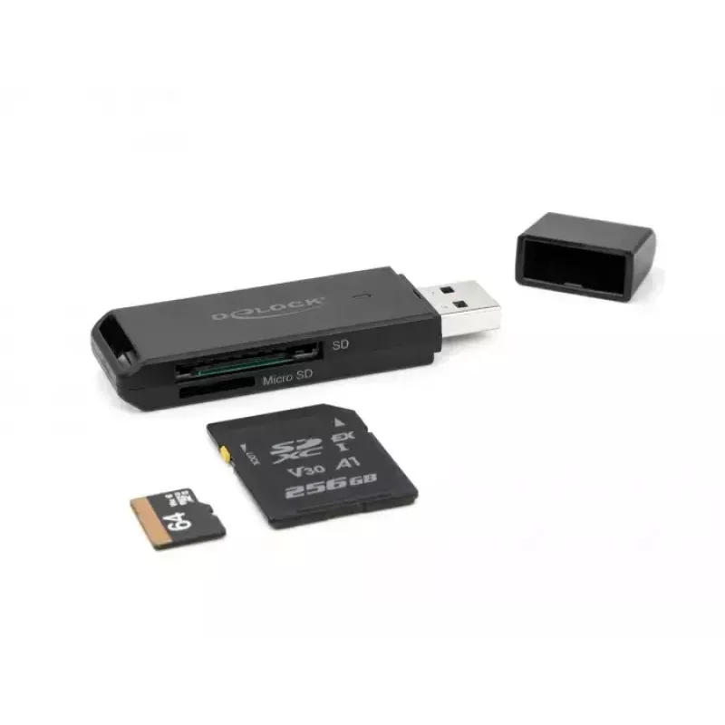 Kaartlezer DeLOCK 91002 USB zwart MicroSD SD SDHC SDXC 5000 Mbit/s