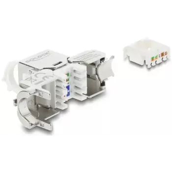 Keystone-module DELOCK RJ45-bus naar LSA Cat.8.1 afgeschermd met vergrendelingsclip en stofkapje