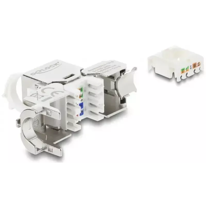 Keystone-module DELOCK RJ45-bus naar LSA Cat.8.1 afgeschermd met vergrendelingsclip en stofkapje