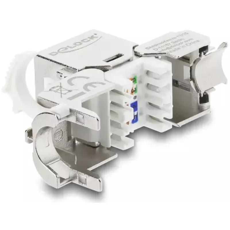 Keystone-module DELOCK RJ45-bus naar LSA Cat.8.1 afgeschermd met vergrendelingsclip en stofkapje