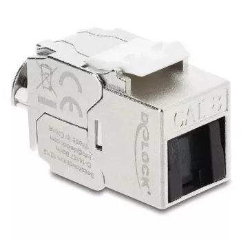 Keystone-module DELOCK RJ45-bus naar LSA Cat.8.1 afgeschermd met vergrendelingsclip en stofkapje