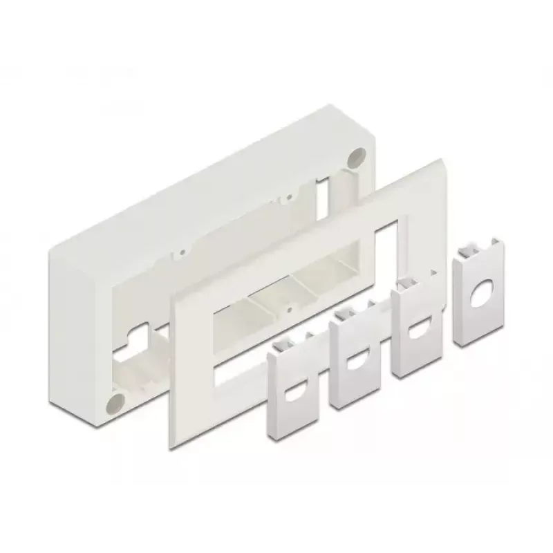 Patchpanel-accessoire DELOCK 81333 — witte polycarbonaat houder, 152×50×82 mm