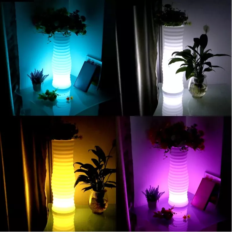 Techly I-LED bloempot wit kunststof 1 st.