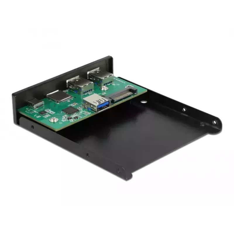DeLOCK frontplaat 3,5 inch USB 5 Gbit/s 1 x USB Type-C + 2 x USB Type-A + SD- en micro-SD-slot