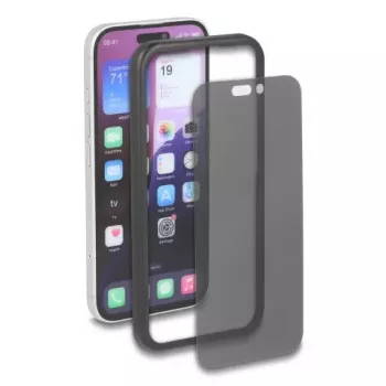 Privacy gehard glas display-/achterkantbescherming voor Apple iPhone 16 — DELOCK 81281, stoot- en krasvast, zwart/transparant, 1 stuk
