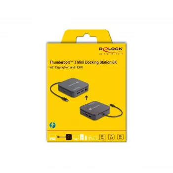 DeLOCK Thunderbolt 3 mini-dockingstation 8K DisplayPort HDMI USB LAN audio PD 3.0