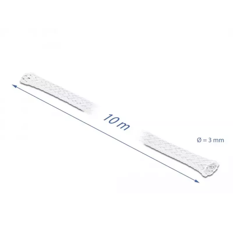 Gevlochten slang DeLOCK 20692 10 m x 3 mm wit