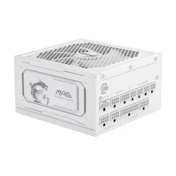 Voeding MSI MAG A1000GL PCIE5 WHITE 1000 W ATX 24-pin, 80 PLUS Gold, 135 mm ventilator