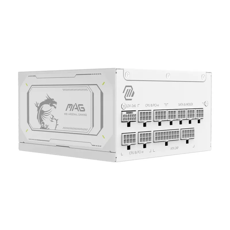 Voeding MSI MAG A1000GL PCIE5 WHITE 1000 W ATX 24-pin, 80 PLUS Gold, 135 mm ventilator