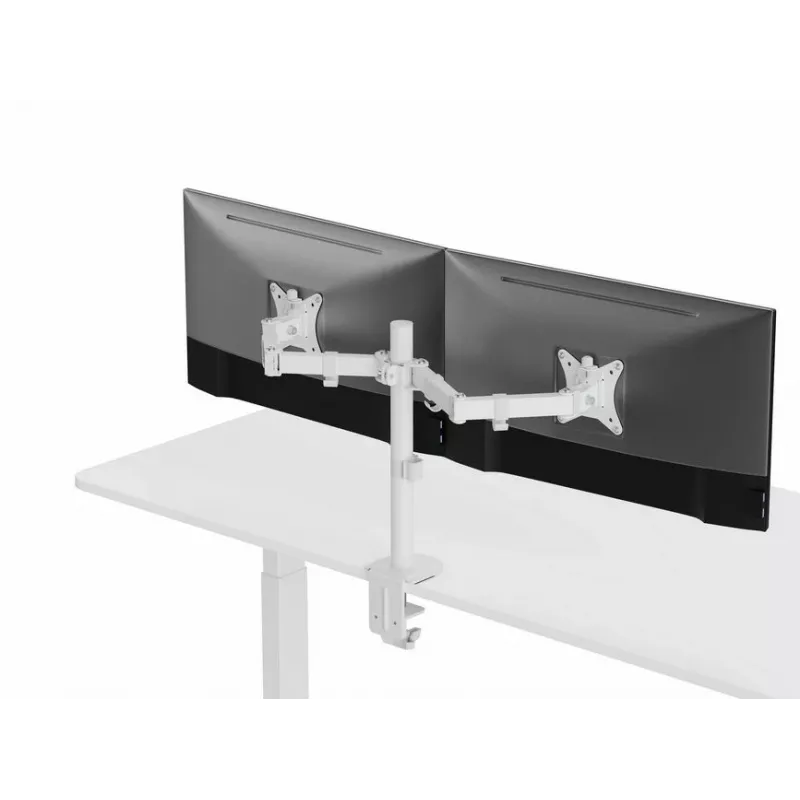 Equip 17 inch-32 inch verstelbare dualmonitor-tafelhouder, wit