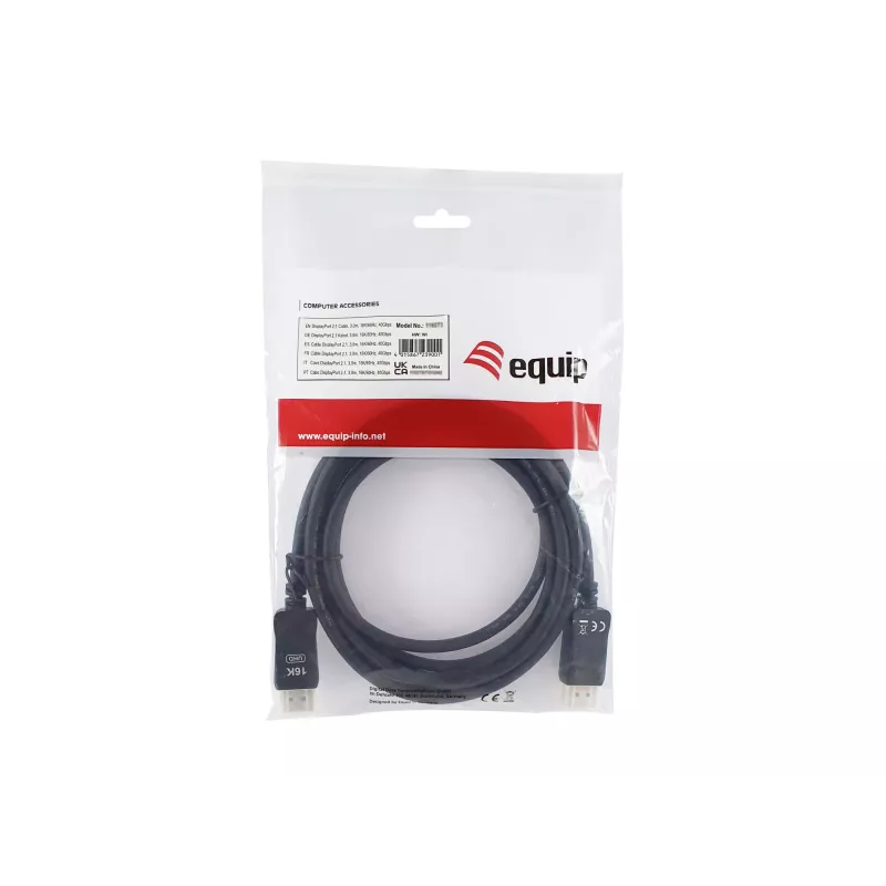 DisplayPort-kabel EQUIP 119274, 5 m, DisplayPort–DisplayPort, zwart