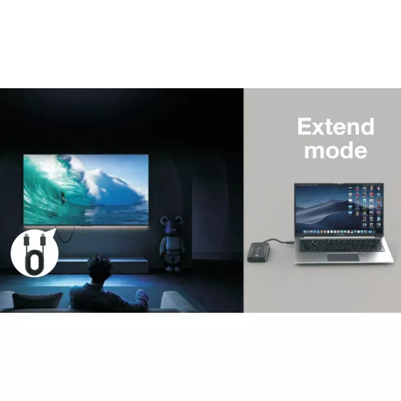 Techly IDATA USBC-HUB5WL AV-extender AV-zender & -ontvanger zwart