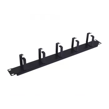 Equip 19 inch kabelmanagementpaneel 1HE met 5 metalen beugels, zwart