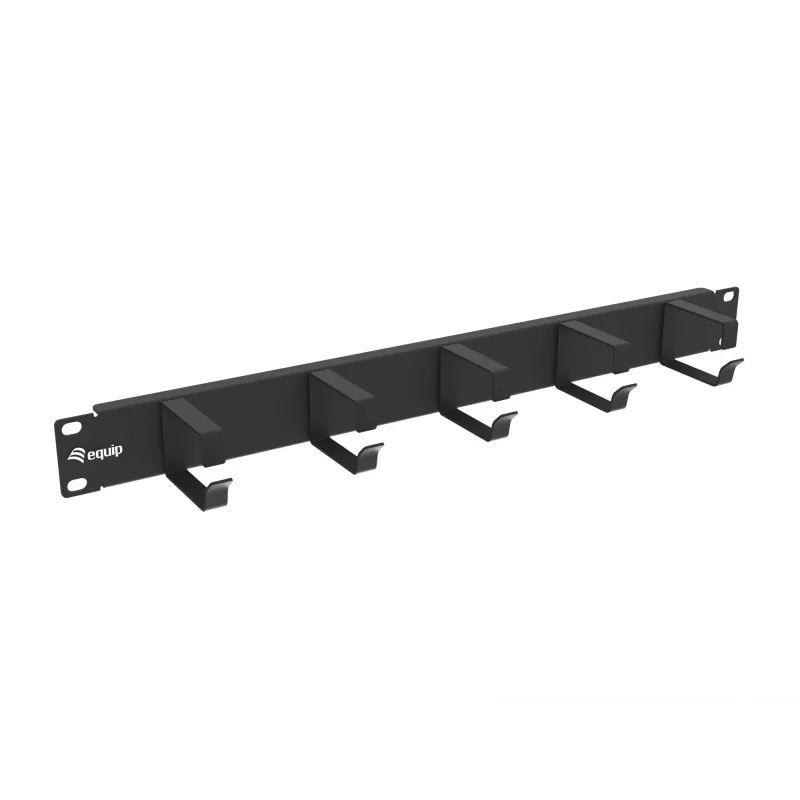 Equip 19 inch kabelmanagementpaneel 1HE met 5 metalen beugels, zwart