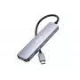 EQUIP USB-C 6-in-1 multifunctionele adapter — HDMI 4K/60Hz, 4× USB-C Gen2 (10Gbps), 100W PD, 0,25 m kabel, grijs