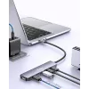 EQUIP USB-C 6-in-1 multifunctionele adapter — HDMI 4K/60Hz, 4× USB-C Gen2 (10Gbps), 100W PD, 0,25 m kabel, grijs