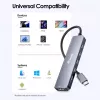 EQUIP USB-C 6-in-1 multifunctionele adapter — HDMI 4K/60Hz, 4× USB-C Gen2 (10Gbps), 100W PD, 0,25 m kabel, grijs