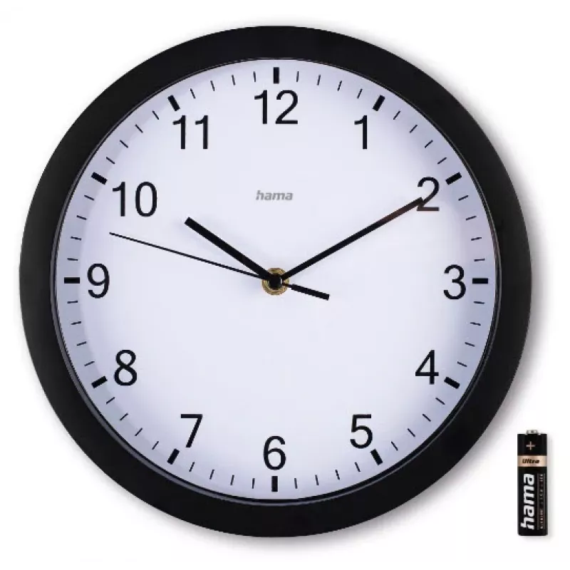 Hama Elba quartzhorloge rond zwart, wit