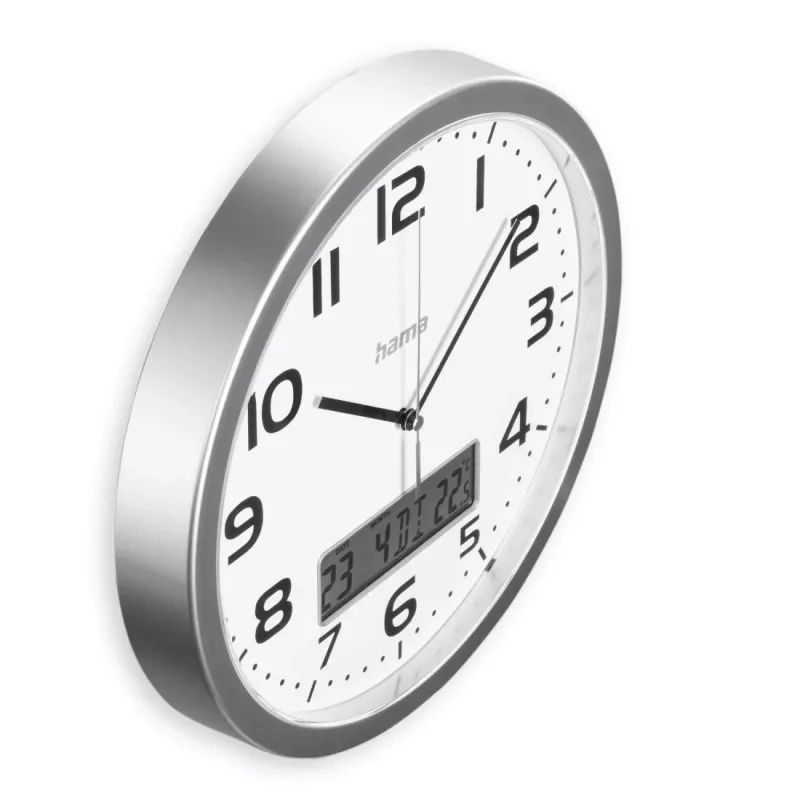 Hama 00185878 wand-/tafelklok analoog horloge rond zilver, wit