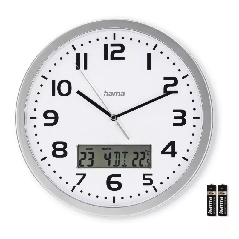 Hama 00185878 wand-/tafelklok analoog horloge rond zilver, wit