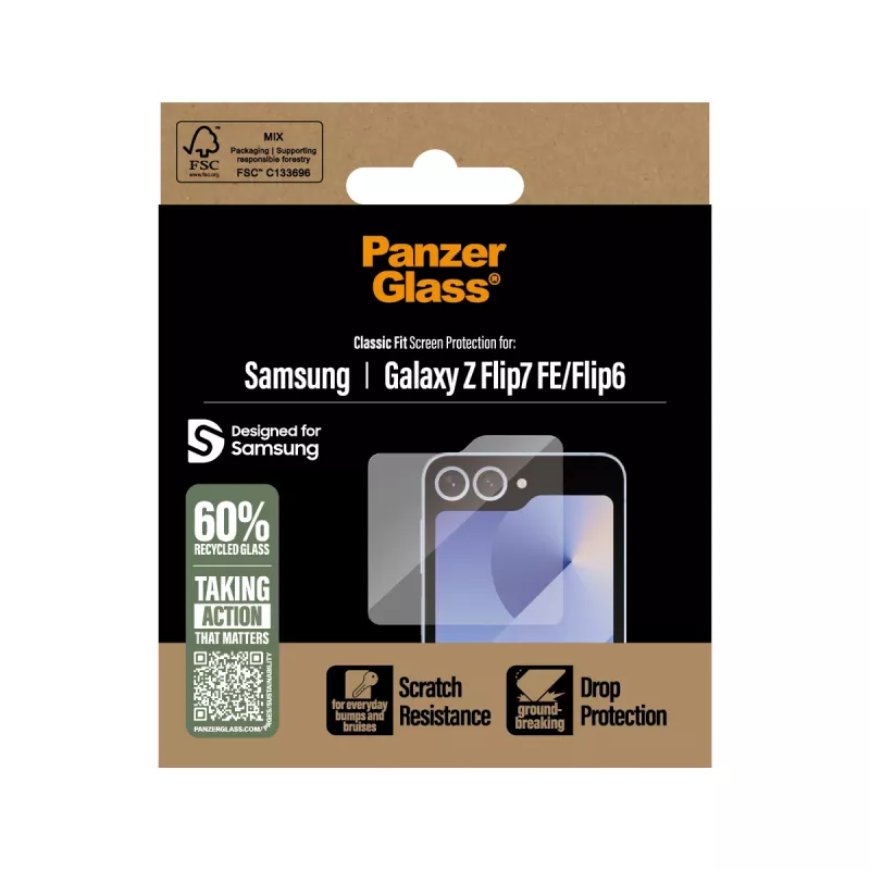 PanzerGlass® schermbescherming Samsung Galaxy Z Flip7 FE | Flip6 | Classic Fit