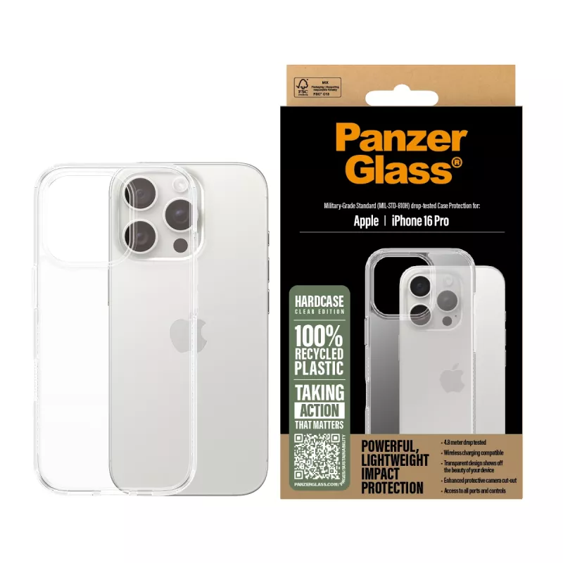PanzerGlass ® HardCase transparant iPhone 16 Pro, cover, Apple, Apple - iPhone 16 Pro, transparant
