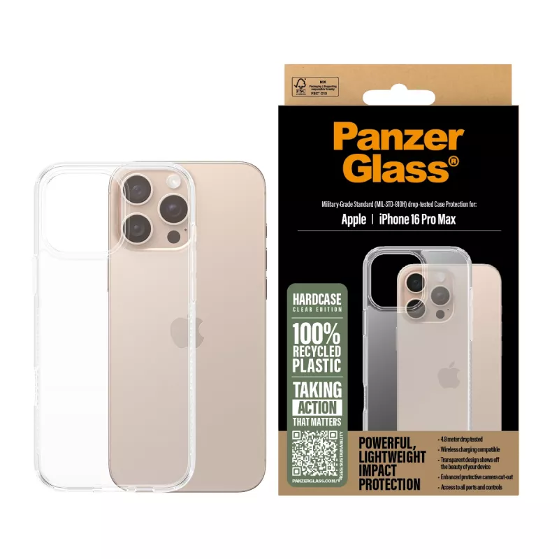 PanzerGlass ® HardCase transparant iPhone 16 Pro Max, cover, Apple, Apple - iPhone 16 Pro Max, transparant