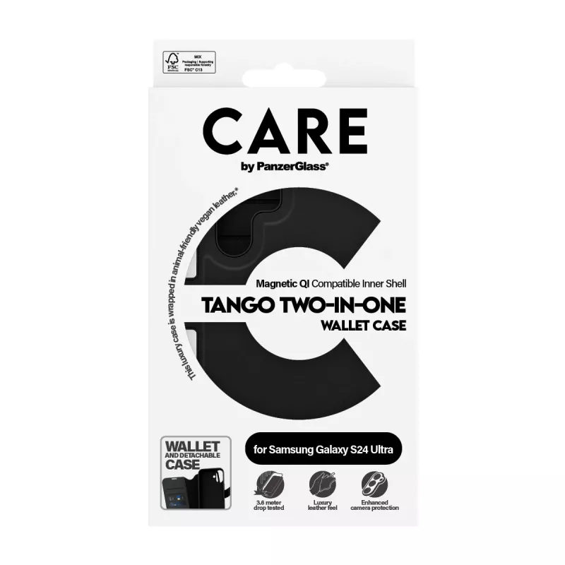 Telefoonhoesje PanzerGlass CARE Feature Case Tango Two-in-One Wallet, compatibel met Samsung Galaxy S24 Ultra, transparant