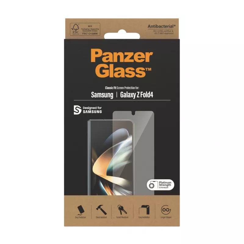 PanzerGlass displaybeschermfolie voor Samsung Galaxy Z Fold4 antibacterieel krasvast